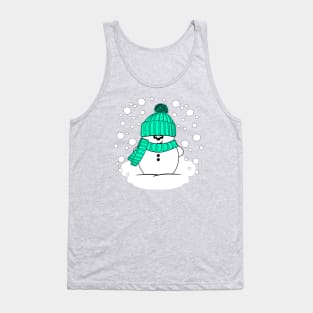 Cheeky Christmas Snowman with Peppermint Hat and Scarf Tank Top